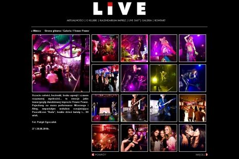 Strona klubu muzycznego LIVE