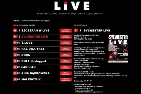 Strona klubu muzycznego LIVE
