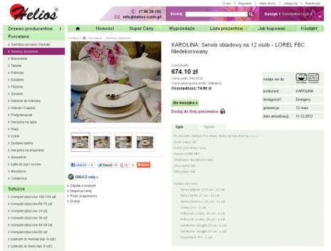 Skle internetowy Helios szkło